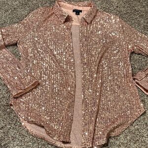 Halogen Sparkling Pink Sequin Top